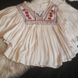 Embroidered Smock Top